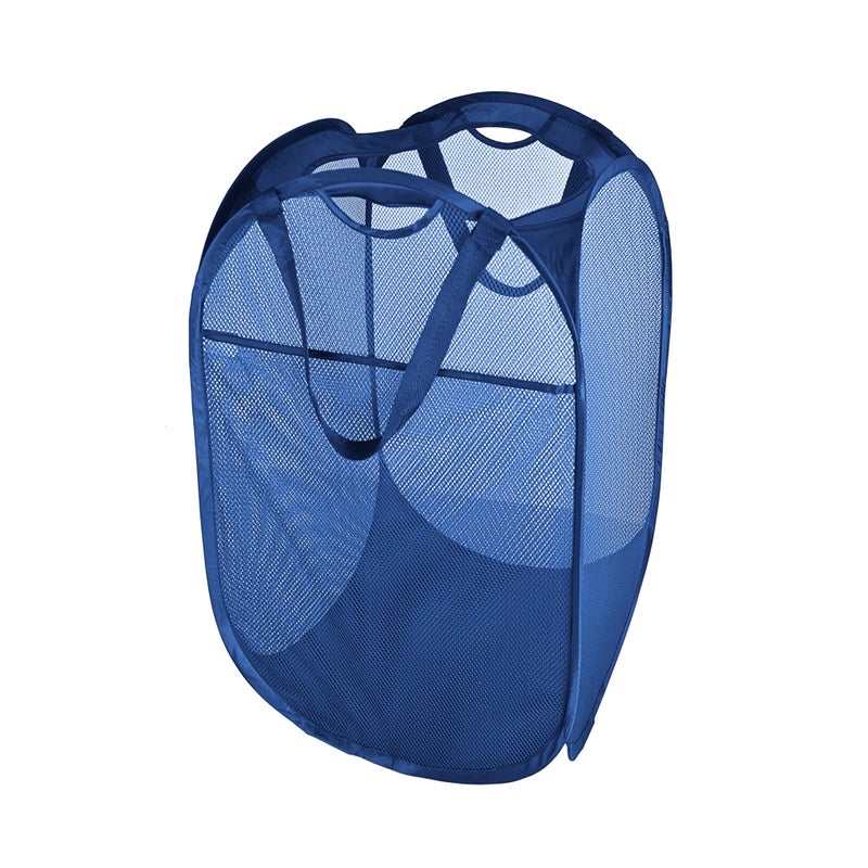 Smart Design Deluxe Mesh Pop Up Square Laundry Hamper w/ Side Pocket & Handles - VentilAir Fabric Collapsible Design - for Clothes & Laundry - Home - (Holds 2 Loads) (14 x 23 Inch) [Blue] - Image 1